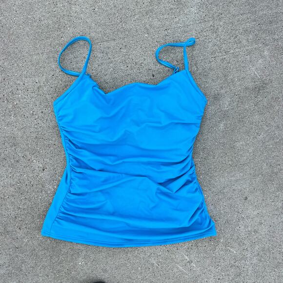 Miraclesuit Blue Ruched Slimming Tankini Top 10D - Picture 1 of 7